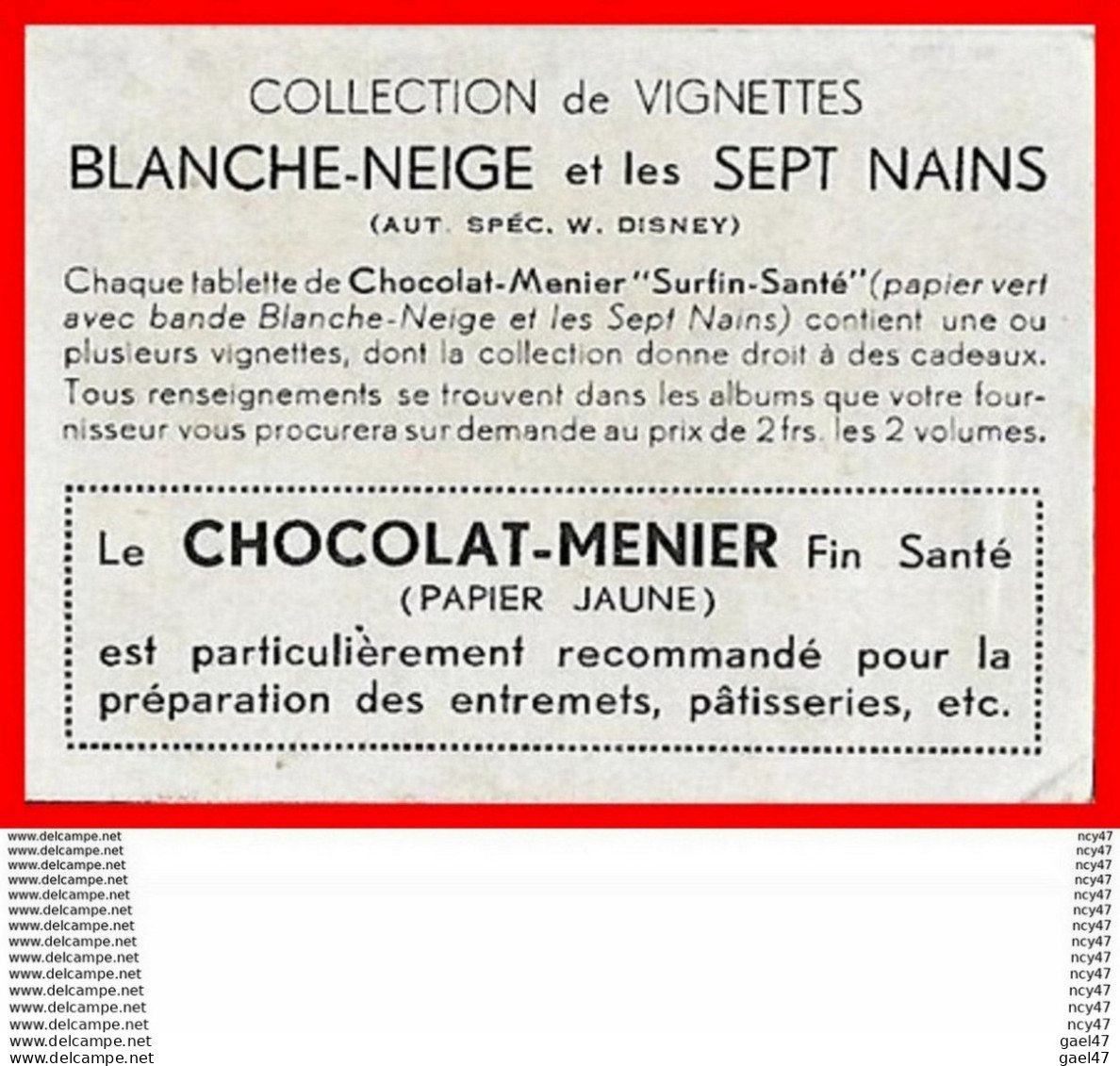 CHROMOS. Chocolat MENIER.  Blanche-Neige Et Les Sept Nains...S1119 - Menier