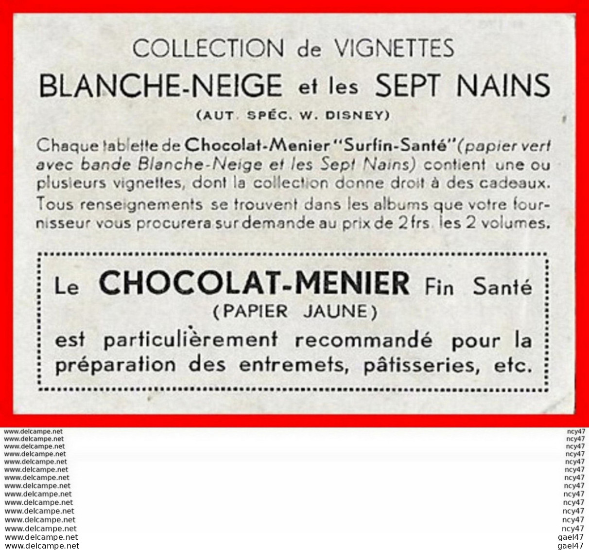 CHROMOS. Chocolat MENIER.  Blanche-Neige Et Les Sept Nains...S1120 - Menier