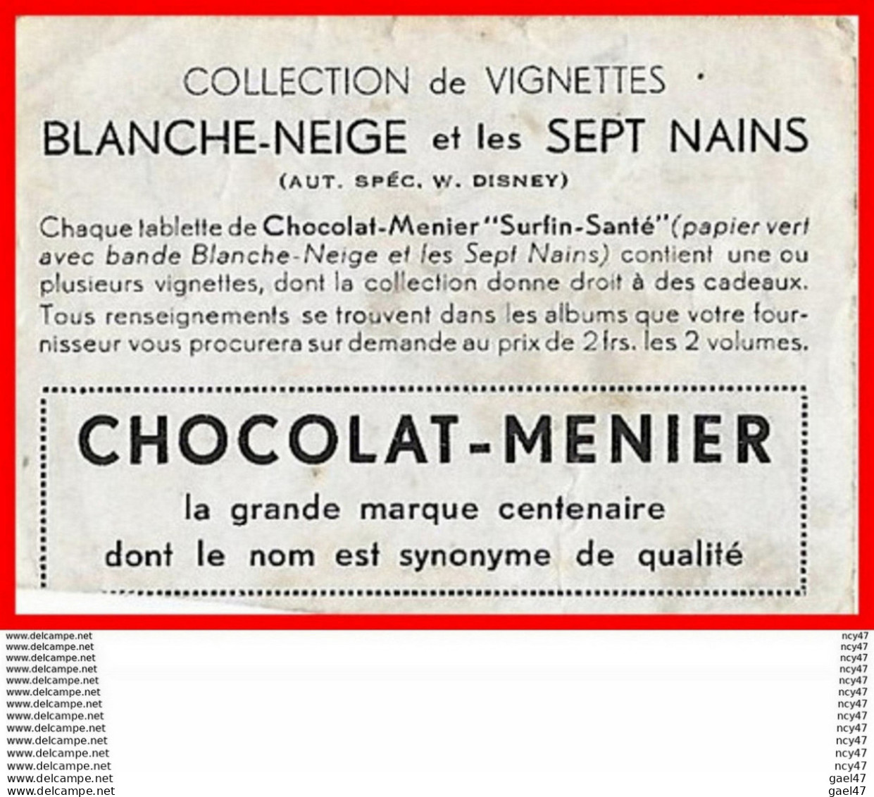 CHROMOS. Chocolat MENIER.  Blanche-Neige Et Les Sept Nains...S1112 - Menier