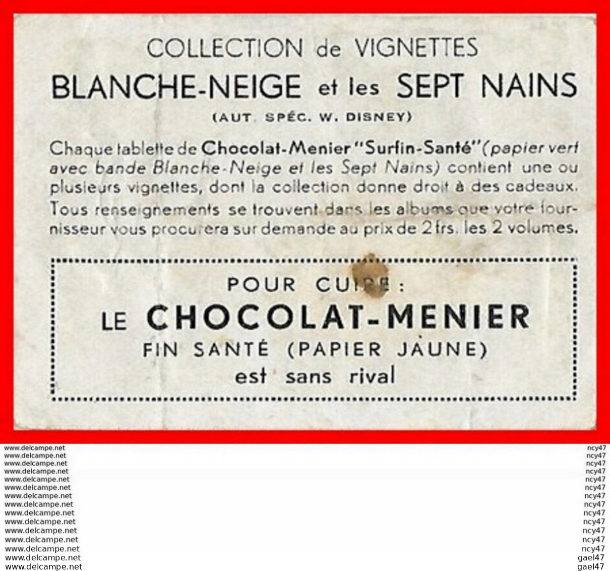 CHROMOS. Chocolat MENIER.  Blanche-Neige Et Les Sept Nains...S1118 - Menier