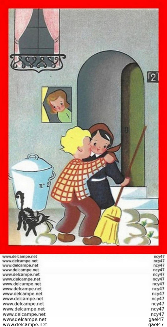 CPSM/pf HUMOUR N°35.  Le Petit Baiser, Chat...S1165 - Humor