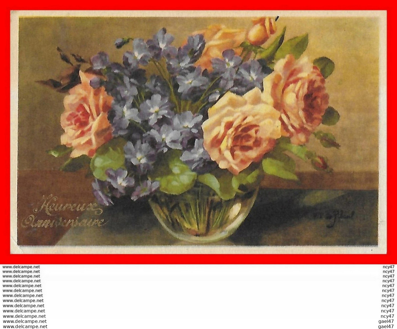 CPA Heureux Anniversaire.  Fleurs En Vase...S1784 - Birthday