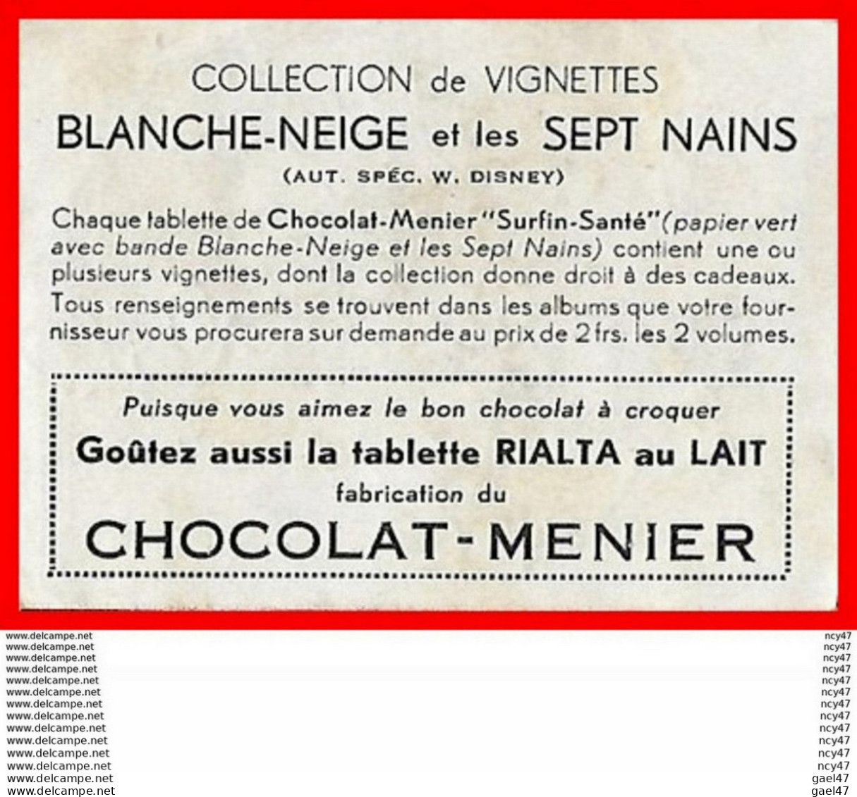 CHROMOS. Chocolat MENIER.  Blanche-Neige Et Les Sept Nains...S1114 - Menier