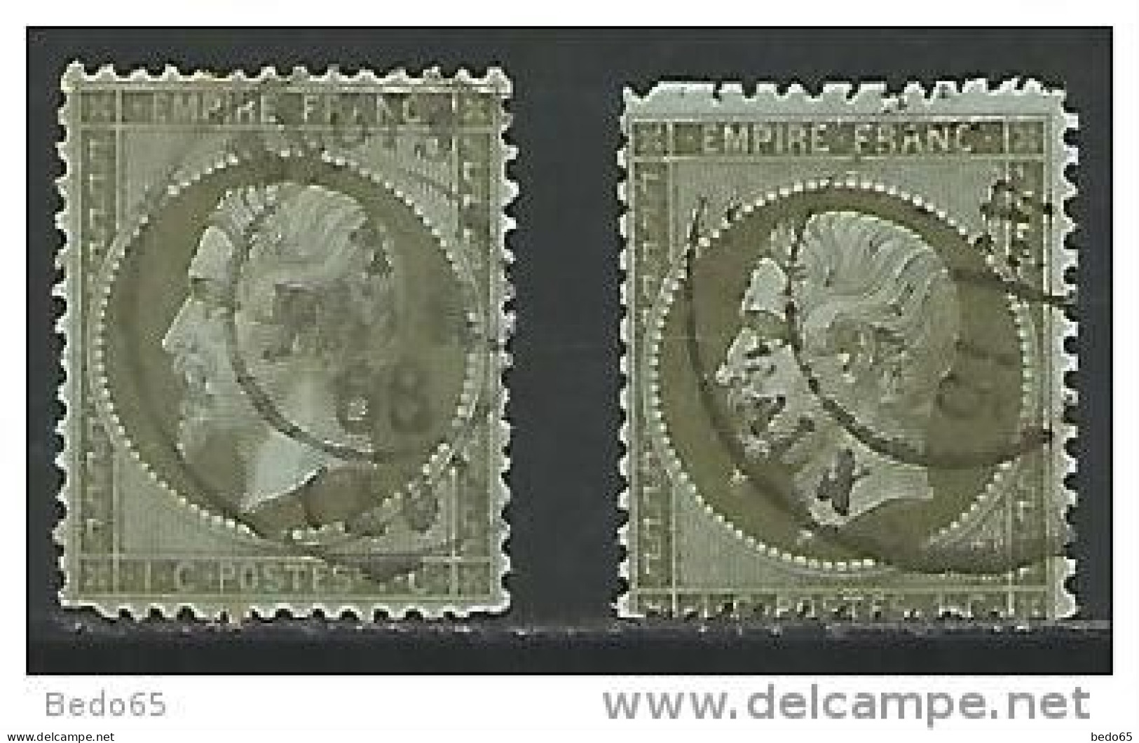 NAPOLEON N° 19 TIMBRE NORMAL ET PLUS PETIT  OBL  TB - 1862 Napoléon III