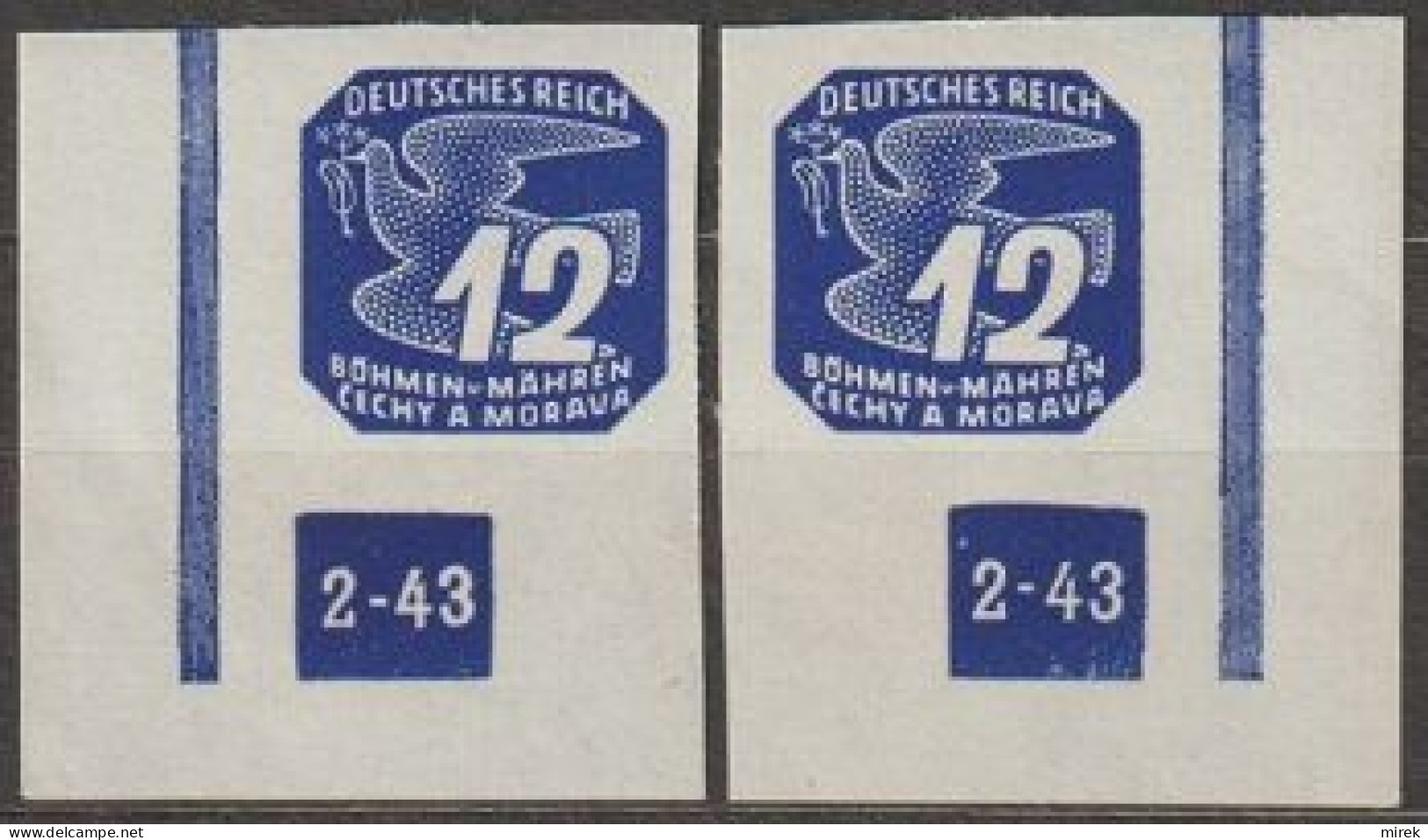 061/ Pof. NV 15, Corner Stamps, Unbroken Frames, Plate Number 2-43 - Unused Stamps