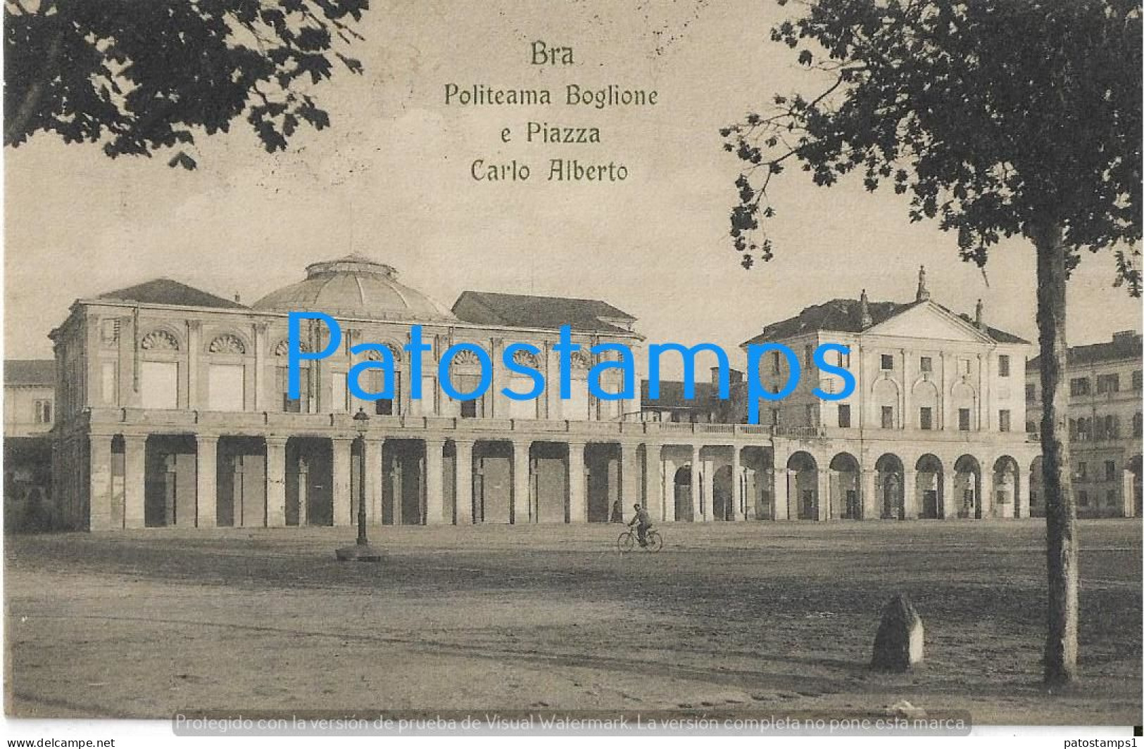 228694 ITALY BRA POLITEAMA BOGLIONE & CARLO ALBERTO SQUARE CIRCULATED TO TORINO POSTAL POSTCARD - Andere & Zonder Classificatie