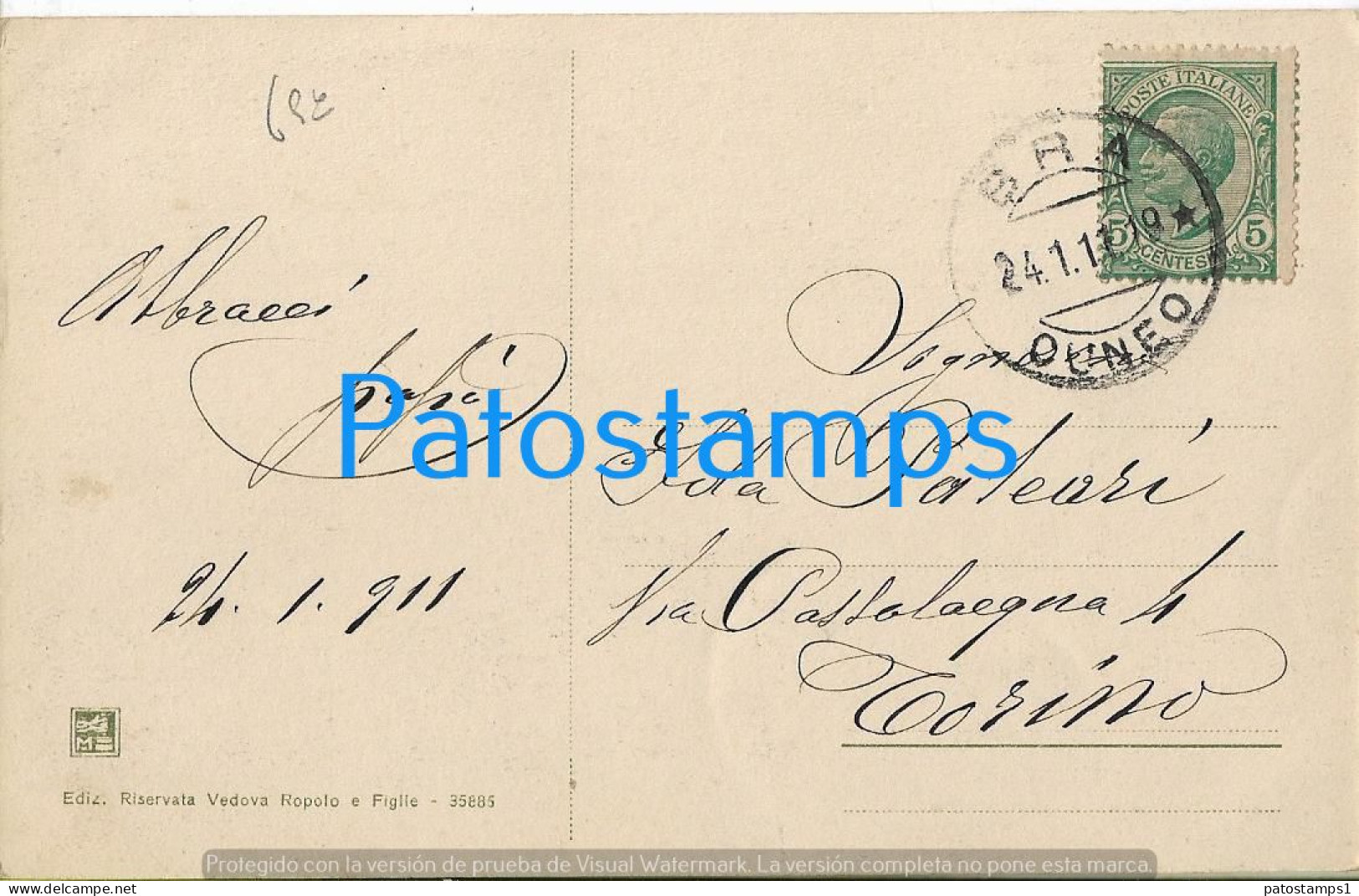 228694 ITALY BRA POLITEAMA BOGLIONE & CARLO ALBERTO SQUARE CIRCULATED TO TORINO POSTAL POSTCARD - Andere & Zonder Classificatie