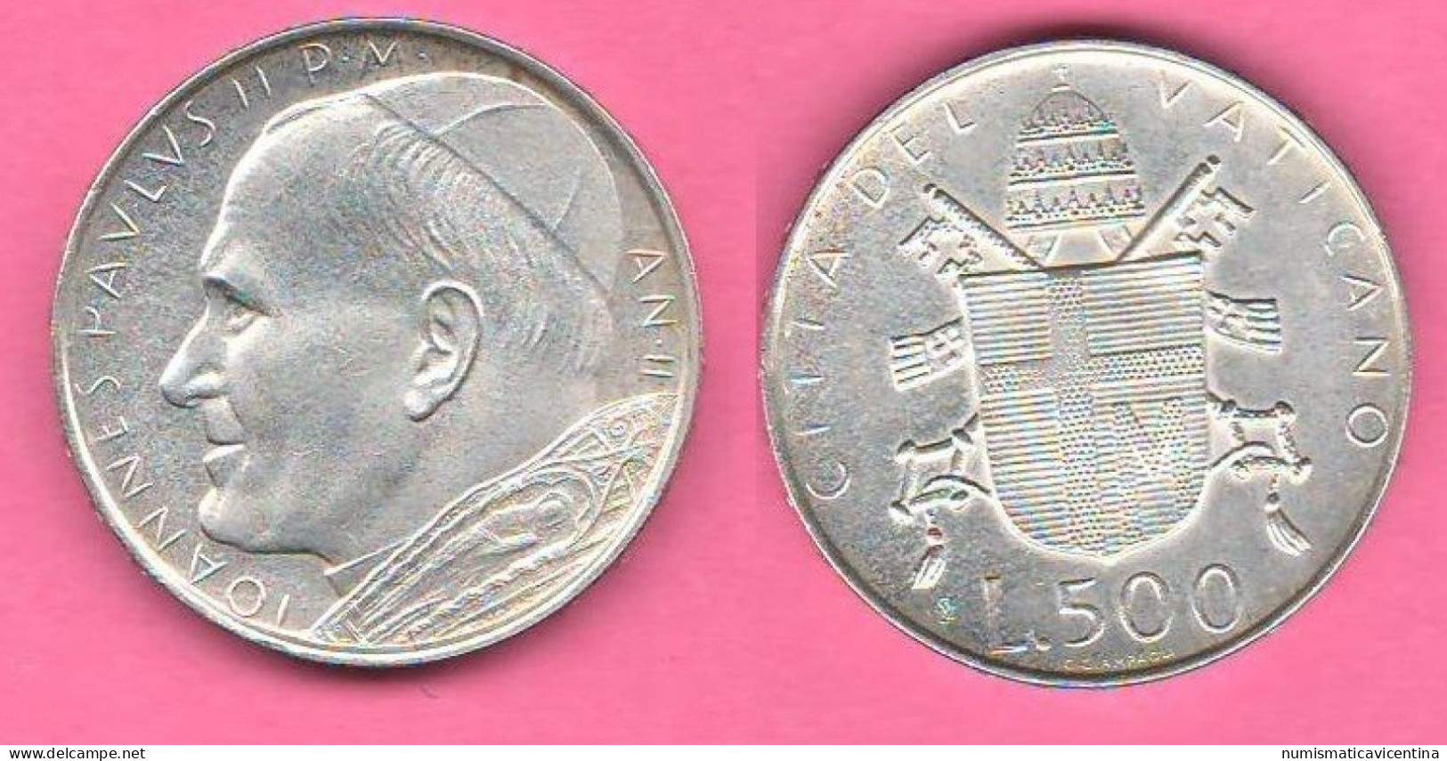 Vaticano 500 Lire 1980 Wojtyla Anno II° Vatican City Italie Italy Silver Coin - Vatican