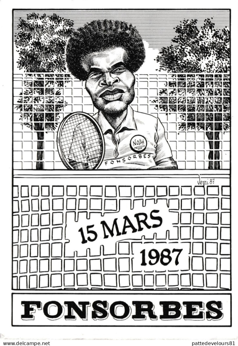 CPM (31) FONSORBES 1987 2° Bourse Salon Collection Sport Jeu Tennis Jannick NOAH Tennisman Illustrateur B. VEYRI - Borse E Saloni Del Collezionismo