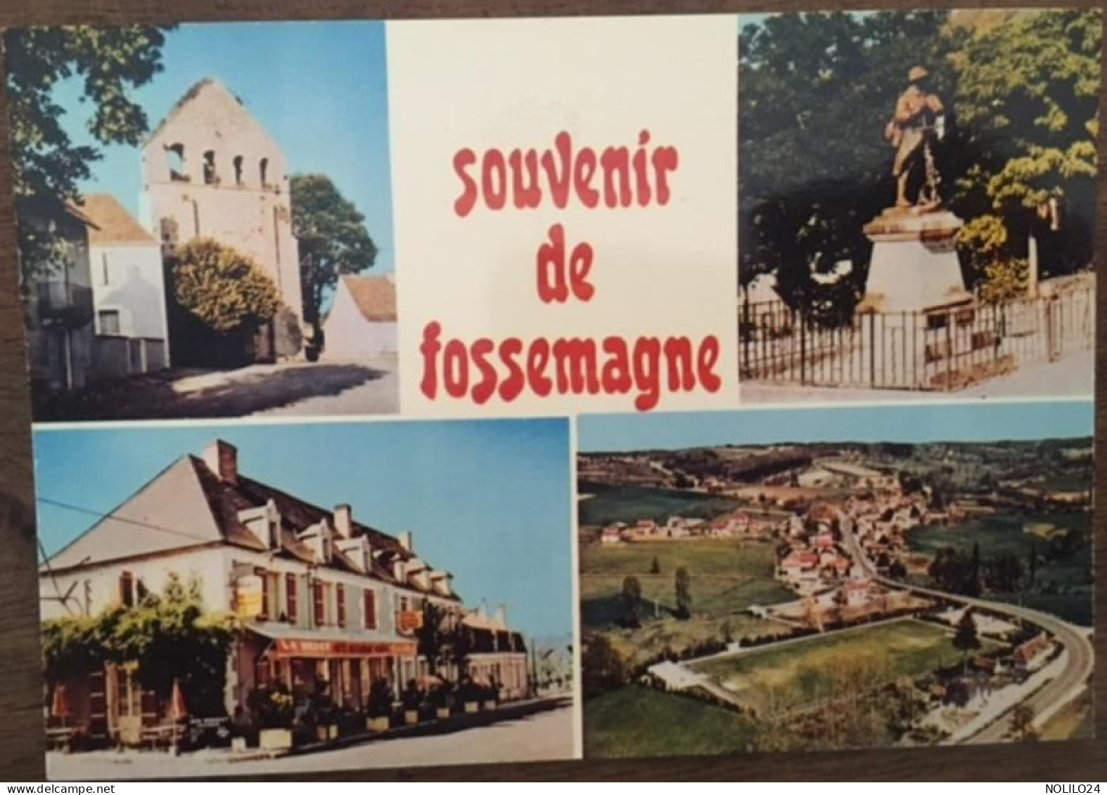 CPM 24 Multivue Souvenir De Fossemagne, Devanture Hôtel Restaurant Négrier, Eglise, Monument Aux Morts, Vue D'avion - Sonstige & Ohne Zuordnung