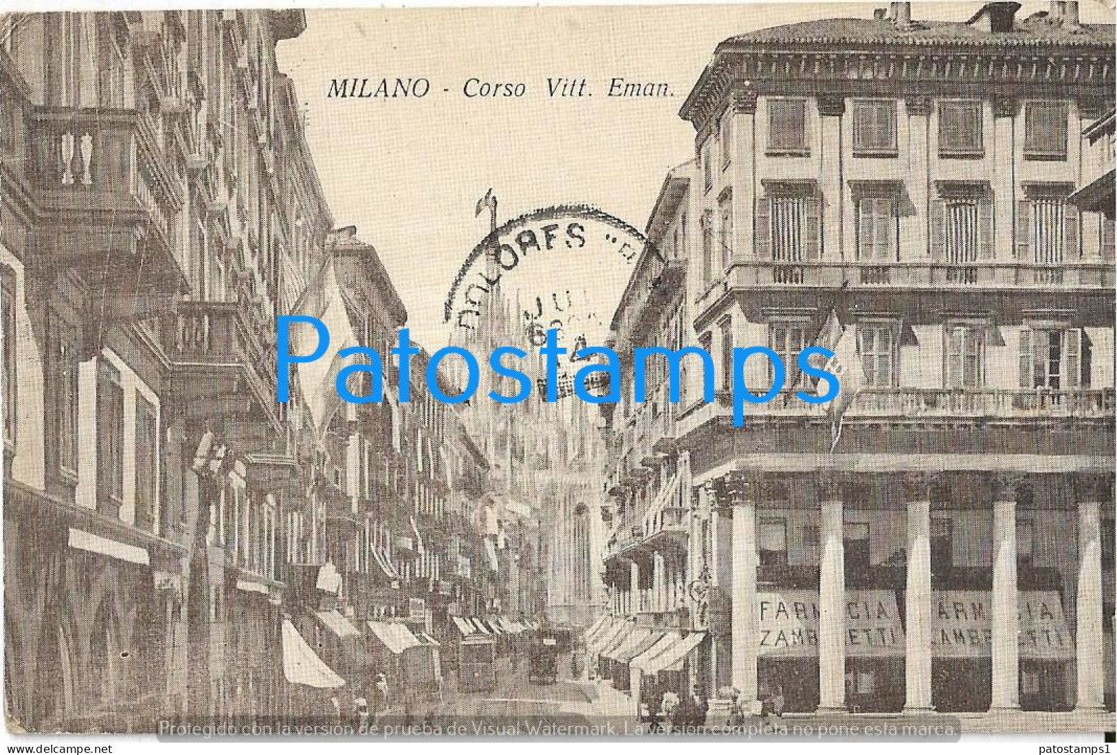 228701 ITALY MILANO MILAN LOMBARDIA STREET VITTORIO EMANUELE & TRAMWAY CIRCULATED TO ARGENTINA POSTAL POSTCARD - Andere & Zonder Classificatie