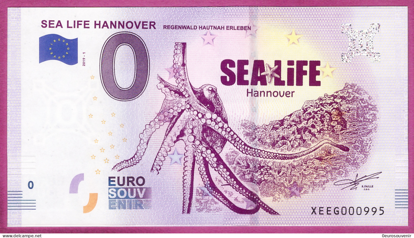 0-Euro XEEG 2019-1 SEA LIFE HANNOVER - REGENWALD HAUTNAH ERLEBEN - Essais Privés / Non-officiels