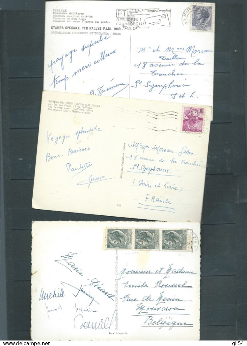 Lot De 9 Cartes Postales Affranchies Par Timbres D'italie Pour La France  MALB146 - Unclassified