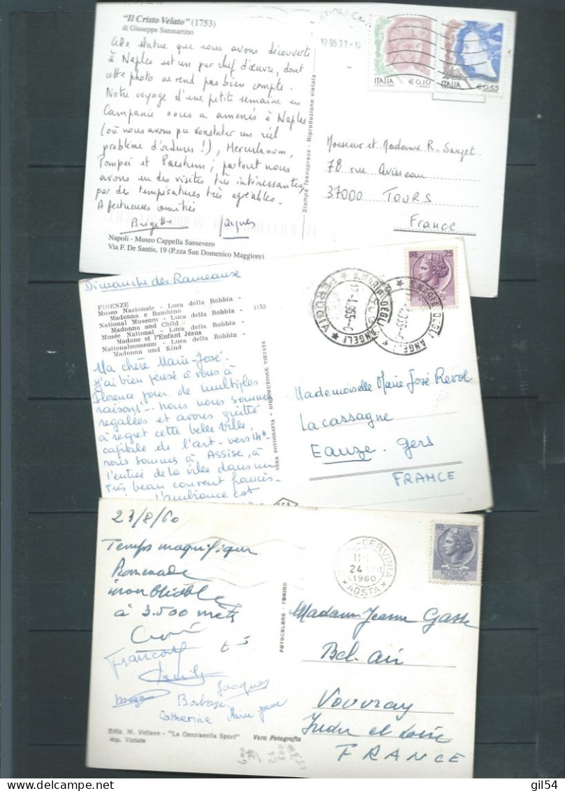 Lot De 9 Cartes Postales Affranchies Par Timbres D'italie Pour La France  MALB146 - Unclassified