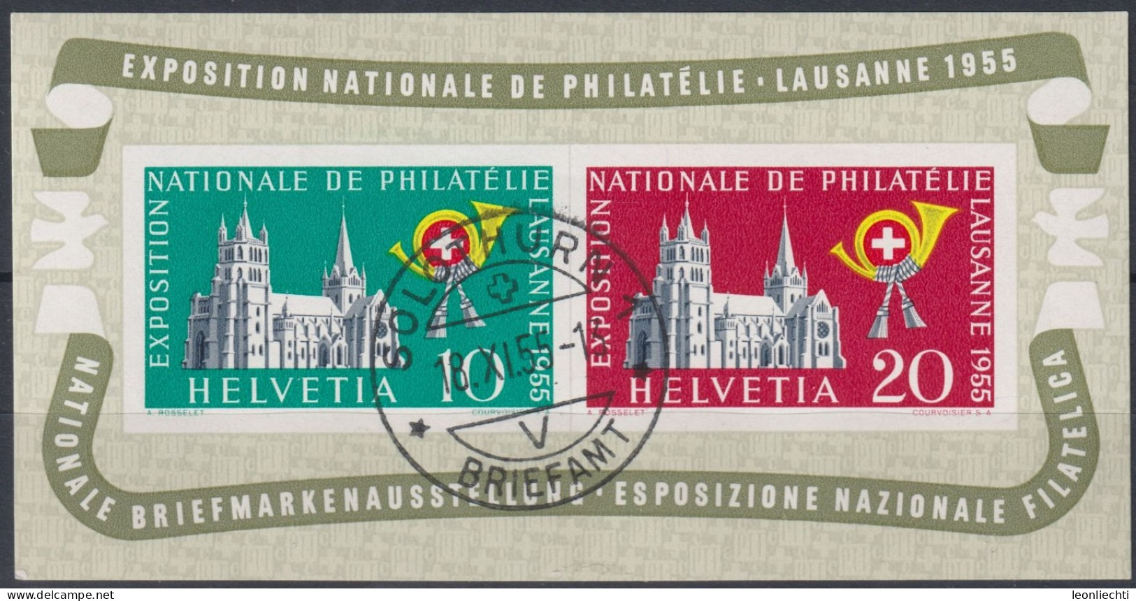 1955  Lausanner Block ⵙ Zum: W35, Mi: Bl.15 Briefmarkenausstellung Lausanne, ⵙ SOLOTHURN - Gebraucht