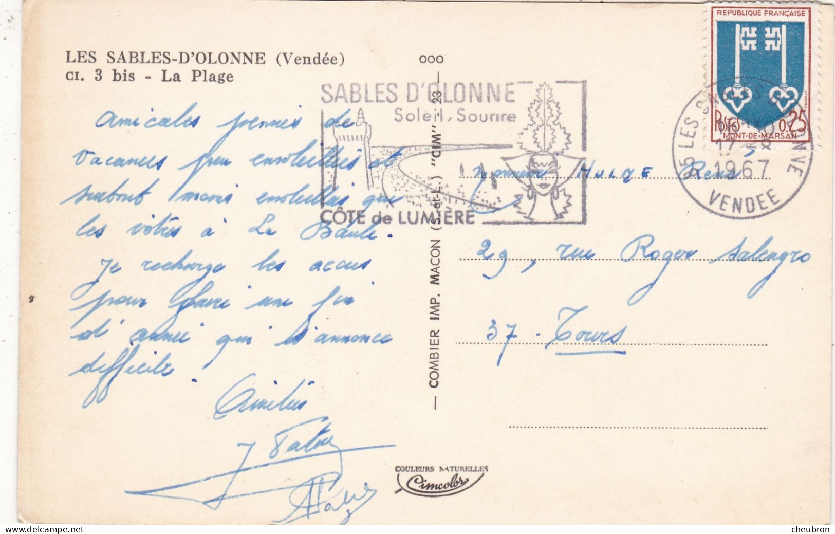 85. LES SABLES D'OLONNE. CPSM .LA PLAGE. ANIMATION. MODE. ANNÉE 1967 + TEXTE - Sables D'Olonne