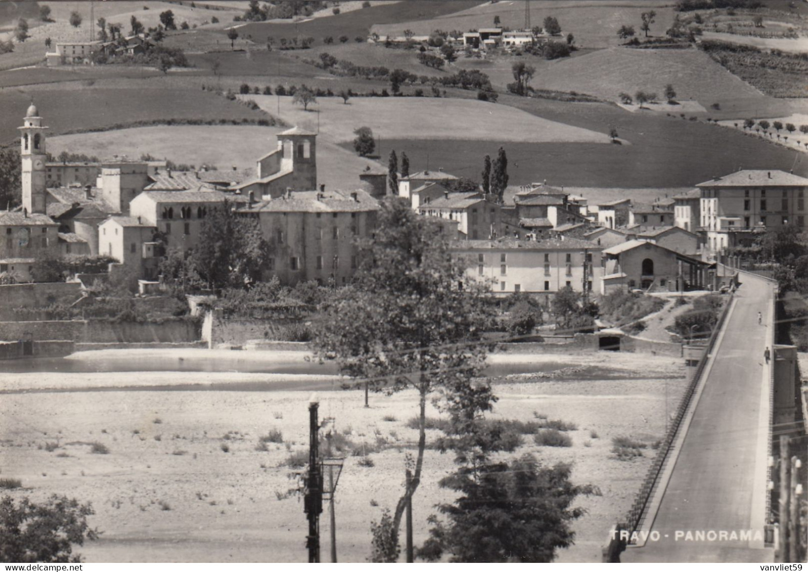 TRAVO-PIACENZA-PANORAMA-CARTOLINA VERA FOTOGRAFIA-VIAGGIATA IL 21-5-1954 - Piacenza