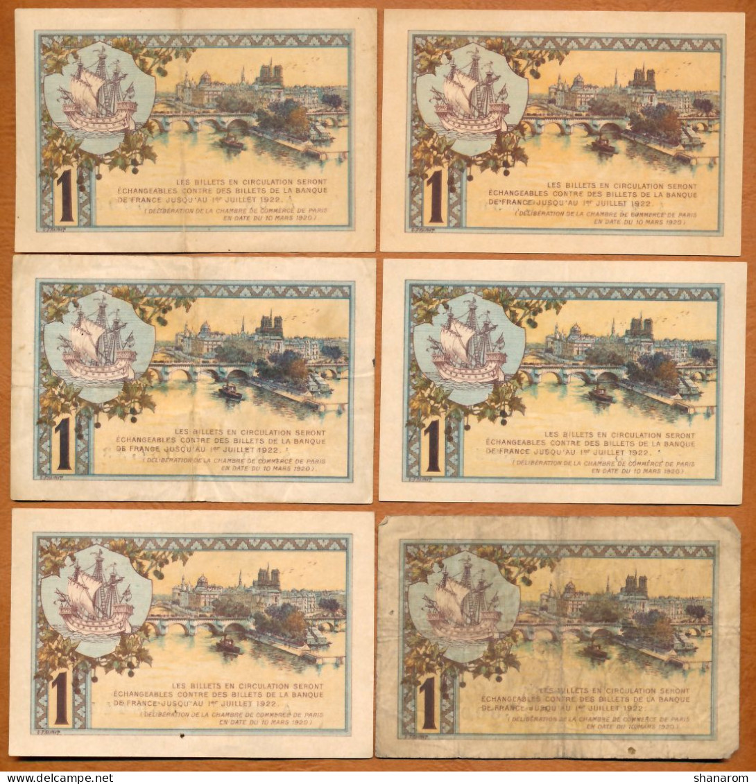1914-20 // C.D.C. // PARIS (75) // Mars 1920 // 38 Billets // Séries Différentes // Un Franc