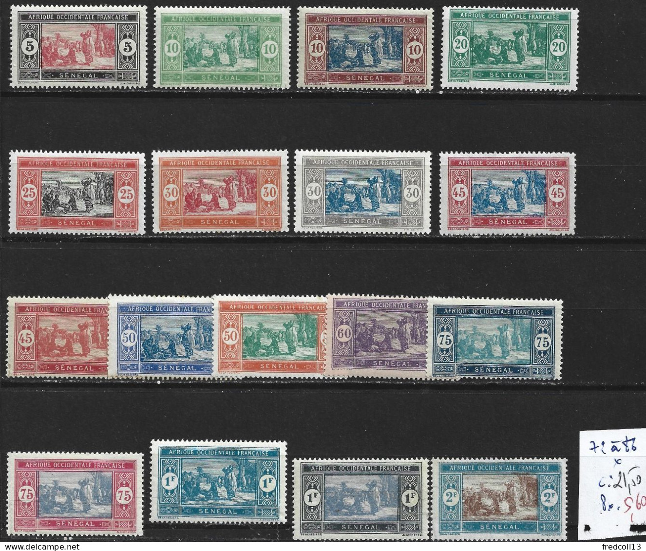 SENEGAL FRANCAIS 72 à 86 * Côte 21.50 € - Unused Stamps