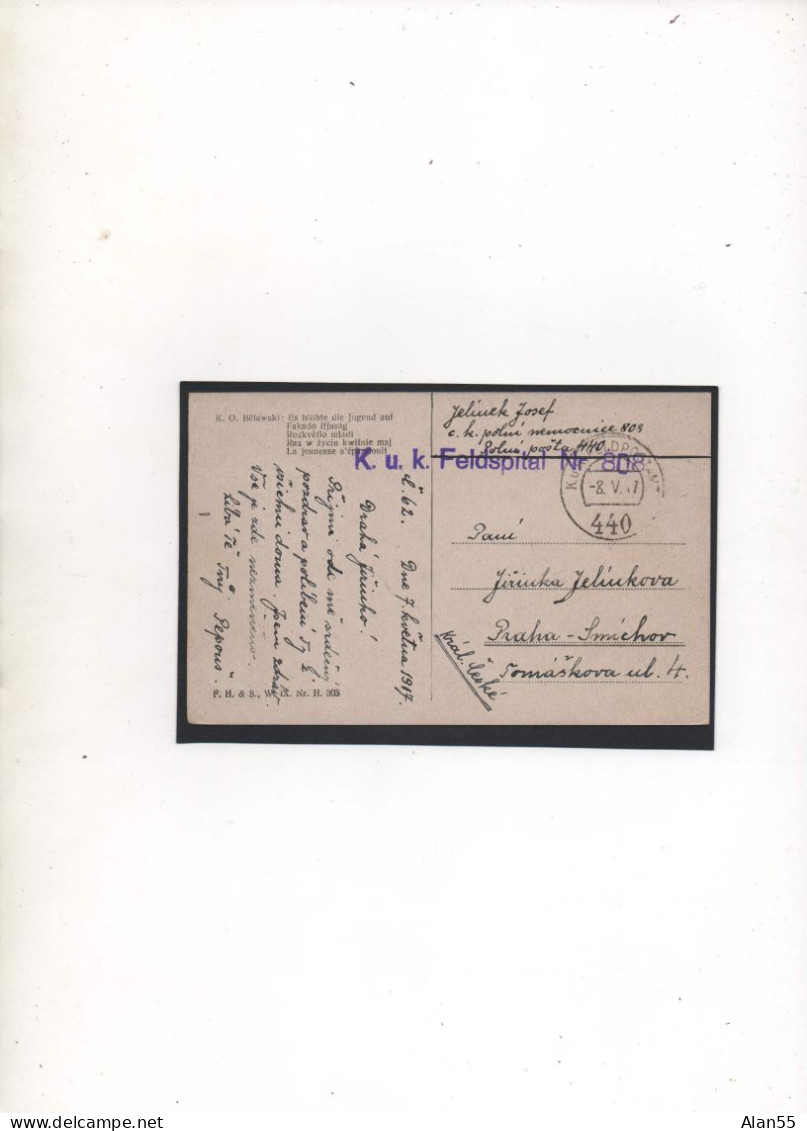 AUTRICHE-HONGRIE,1917,  K,U,K, FELDSPITAL N°808, FELDPOST 440 - Briefe U. Dokumente