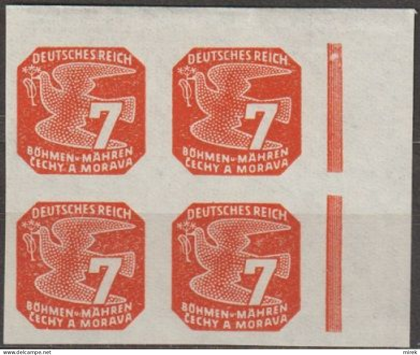 068/ Pof. NV 12, Corner 4-block, Broken Frame - Unused Stamps