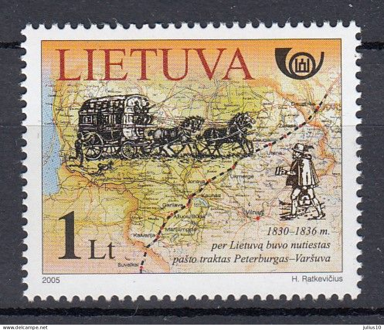 LITHUANIA 2005 History Map MNH(**) Mi 888 #Lt974 - Lituanie