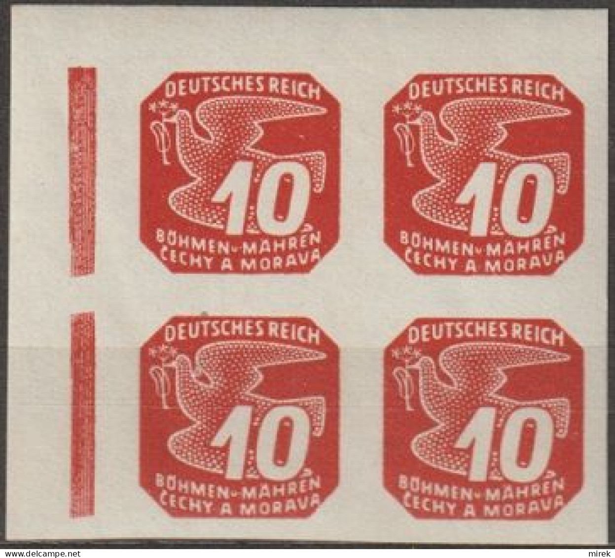 069/ Pof. NV 14, Corner 4-block, Broken Frame - Unused Stamps