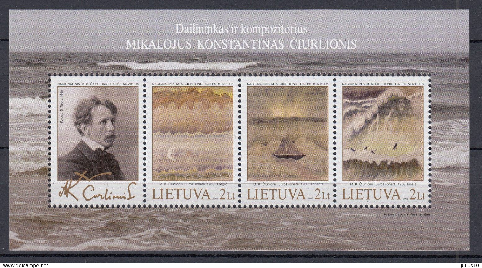 LITHUANIA 2005 Ciurlionis Painter Composer MNH(**) Mi Bl 32 #Lt978 - Litauen