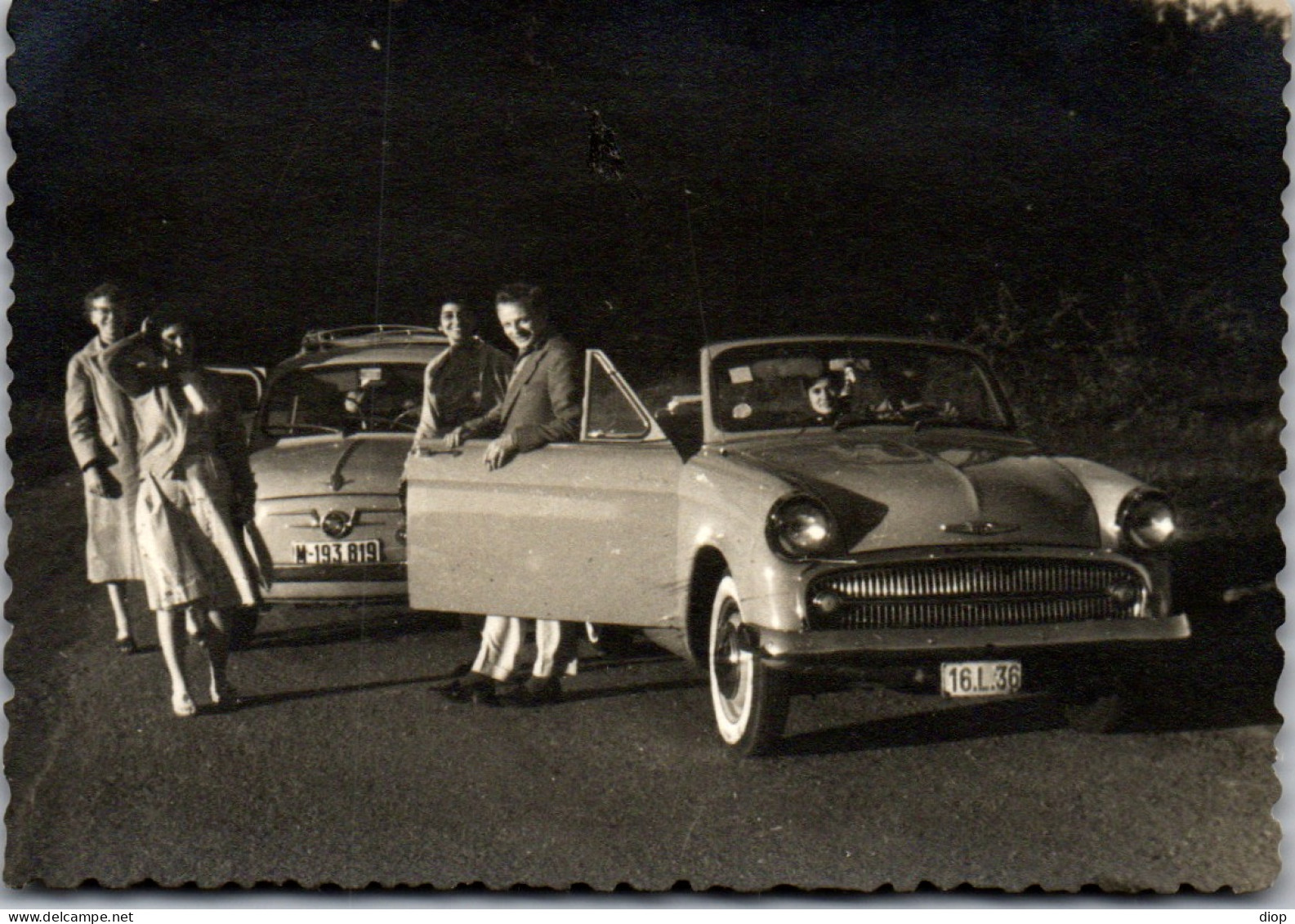 Photographie Photo Vintage Snapshot Amateur Automobile Voiture Auto Cabriolet  - Automobili