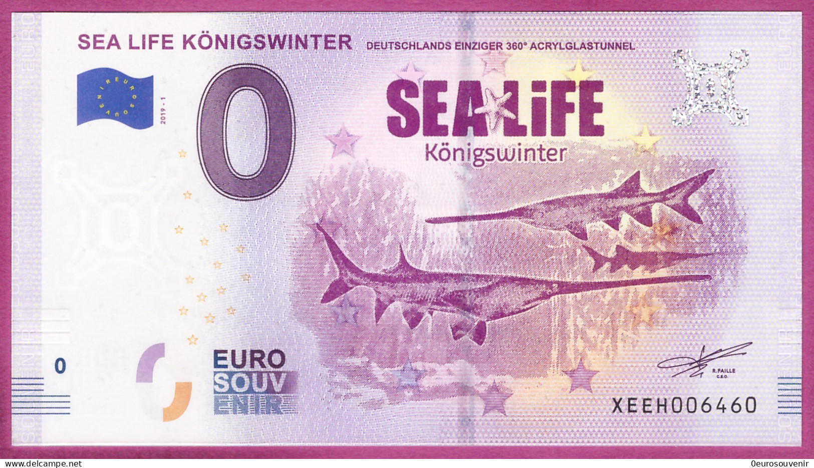 0-Euro XEEH 2019-1 SEA LIFE KÖNIGSWINTER - DEUTSCHLANDS EINZIGER 360° ACRYLGLASTUNNEL - Essais Privés / Non-officiels