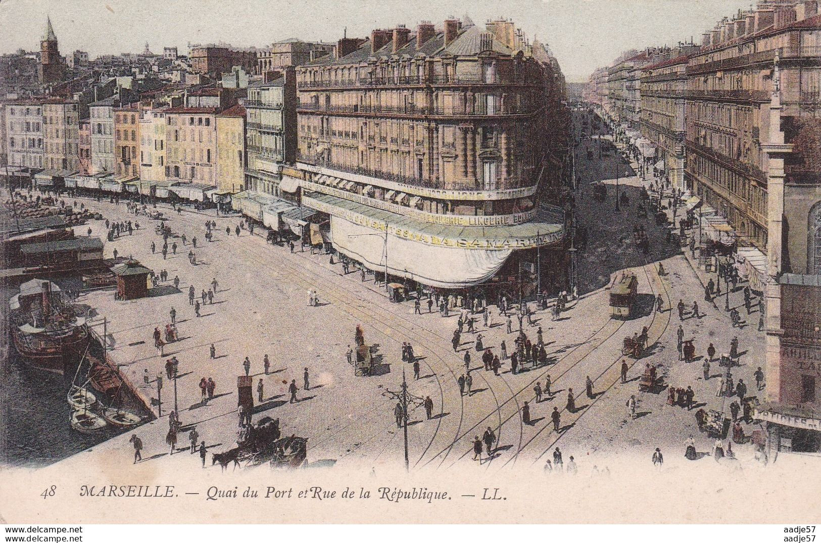 France Marseille Le Quai Du Port Et La Rue De La Republique Tramway - Tramways