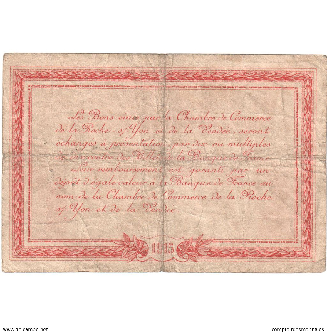 France, La Roche-sur-Yon, 1 Franc, 1915, TB, Pirot:65-17 - Cámara De Comercio