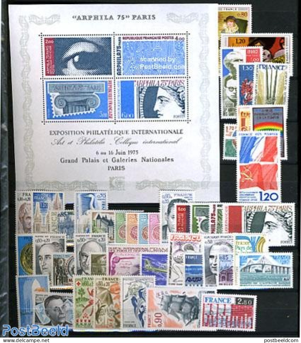 France 1975 Yearset 1975 (43v+1s/s), Mint NH, Various - Yearsets (by Country) - Ongebruikt