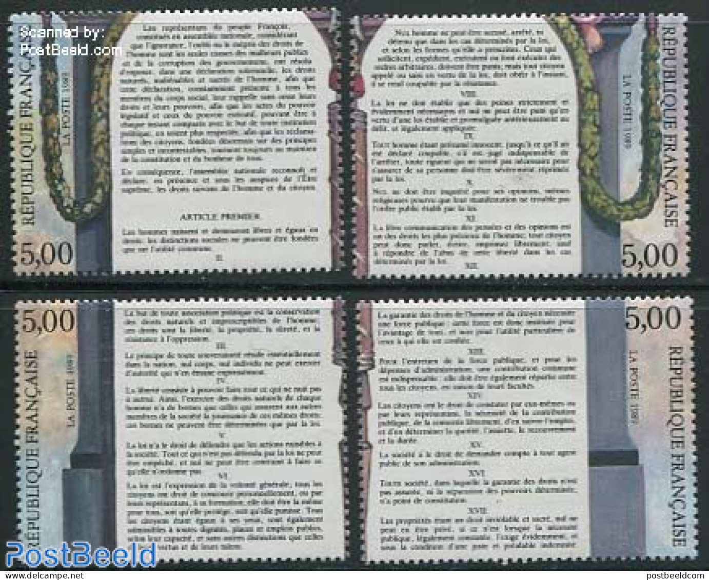 France 1989 Revolution 4v (from S/s), Mint NH - Unused Stamps