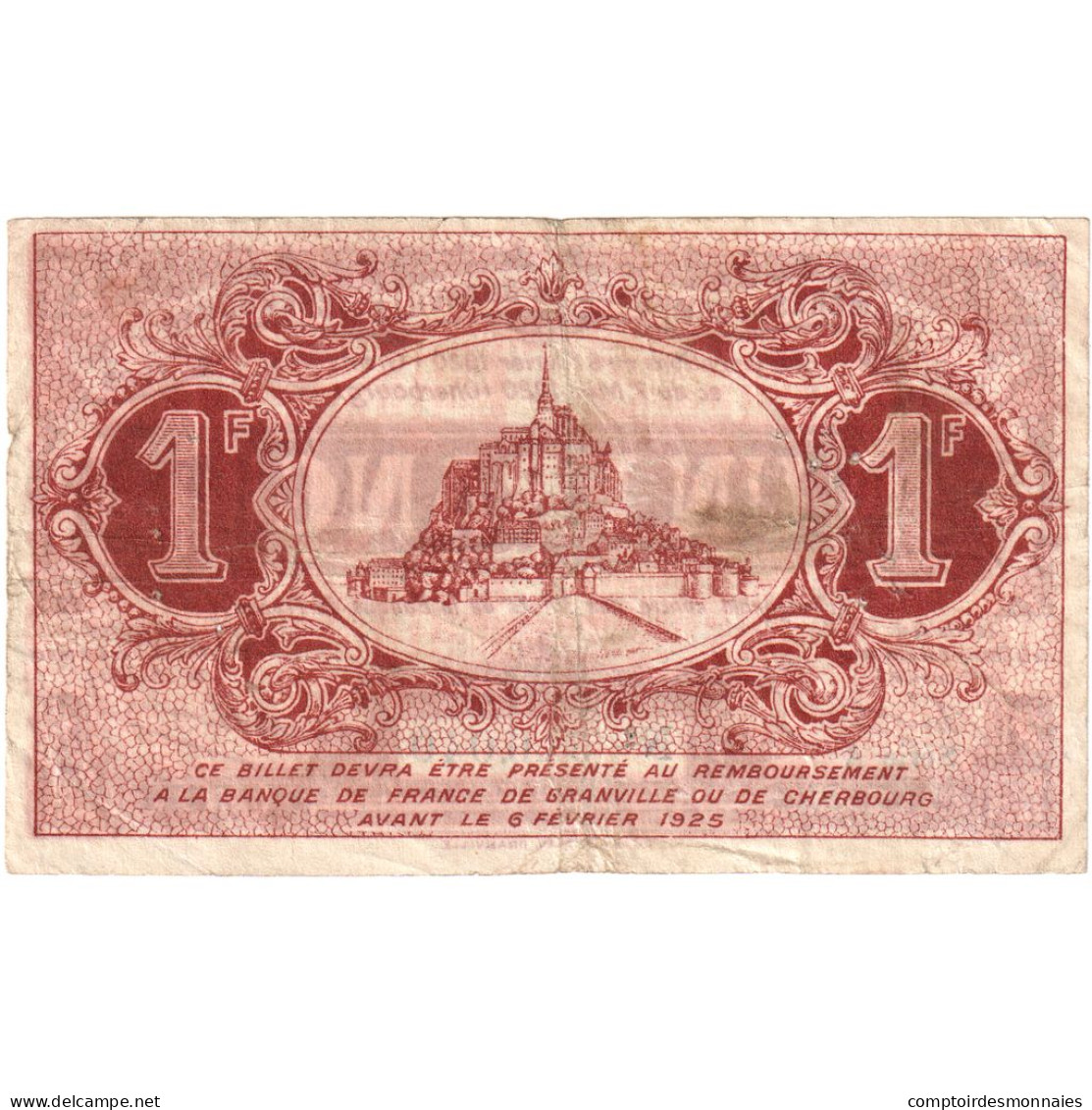 France, Cherbourg Et Granville, 1 Franc, 1918-11-11, Bon Municipal., TTB - Bons & Nécessité