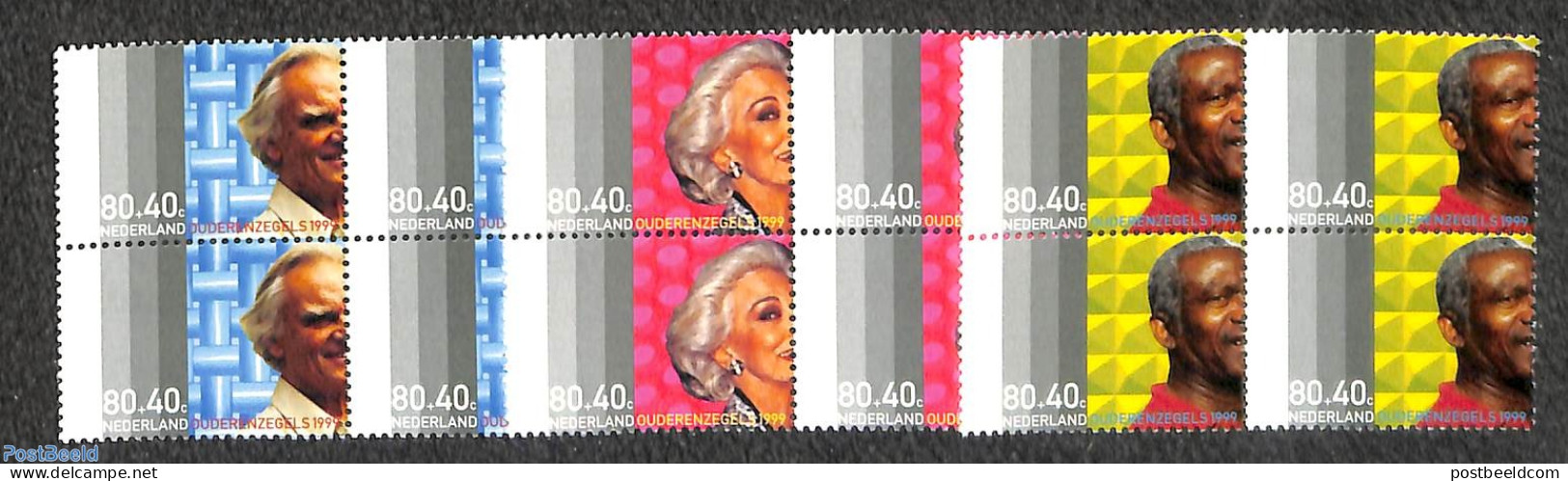 Netherlands 1992 Elder People 3v, Blocks Of 4 [+], Mint NH, Various - Maps - World Expositions - Unused Stamps