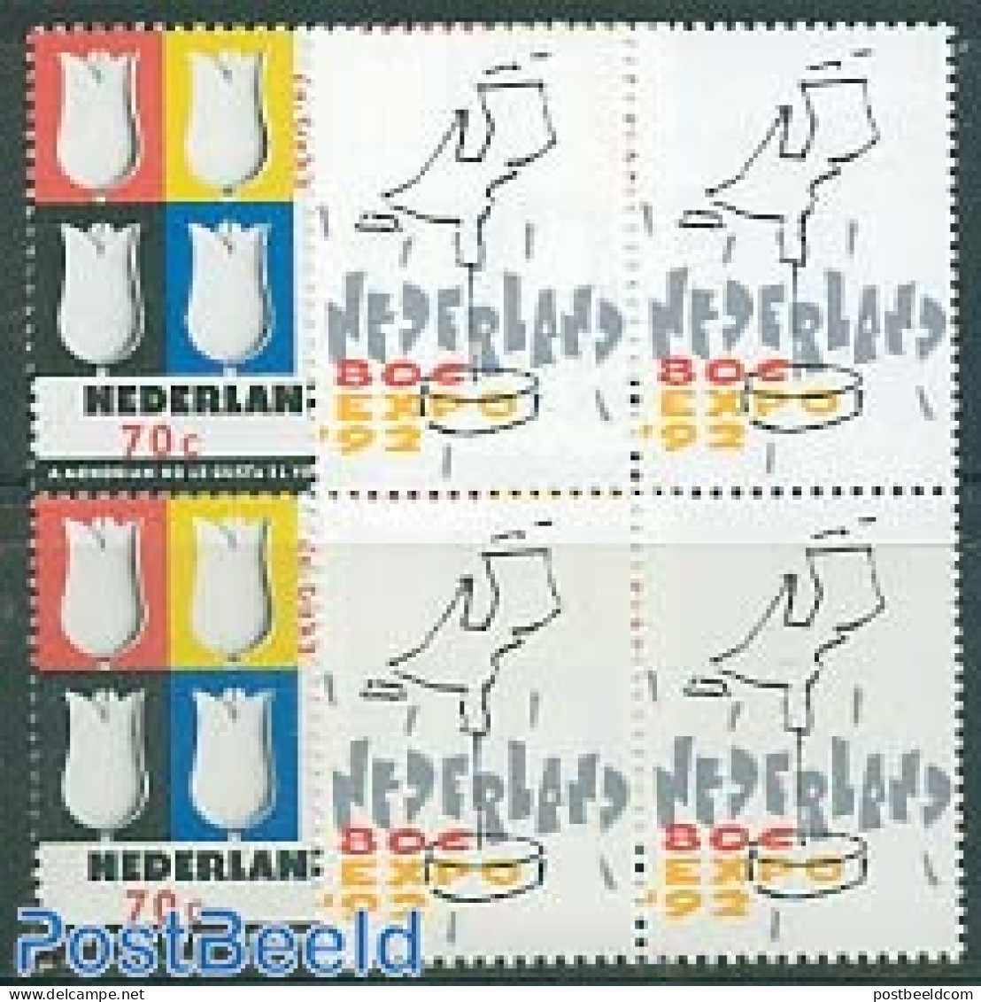 Netherlands 1992 World Expo 2v, Blocks Of 4 [+], Mint NH, Various - Maps - World Expositions - Ungebraucht