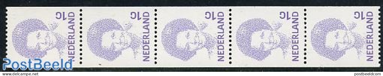 Netherlands 1995 Beatrix 1G Coil, Strip Of 5, Mint NH - Nuevos