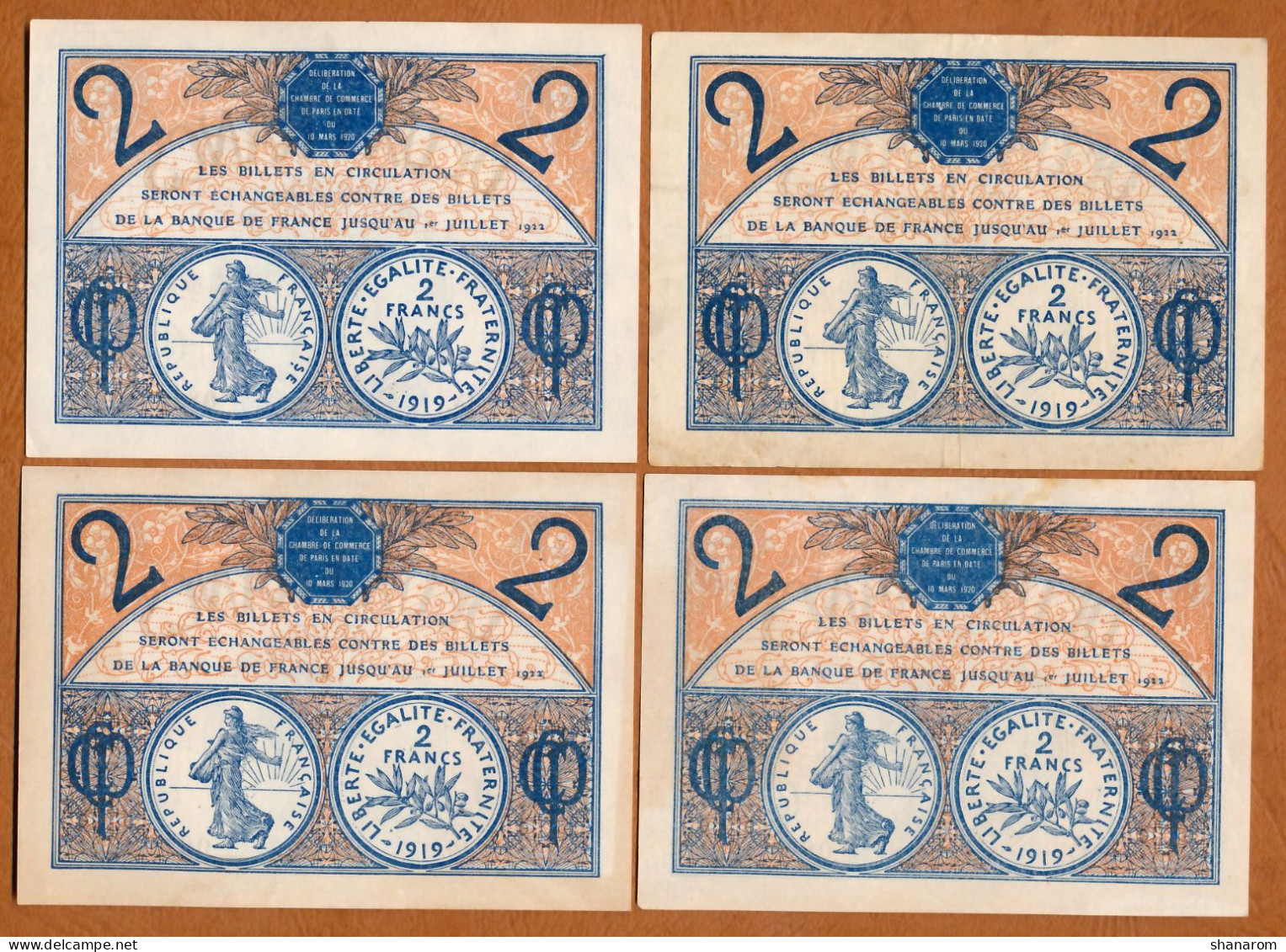 1914-20 // C.D.C. // PARIS (75) // Mars 1920 // 23 Billets // Séries Différentes // Deux Francs