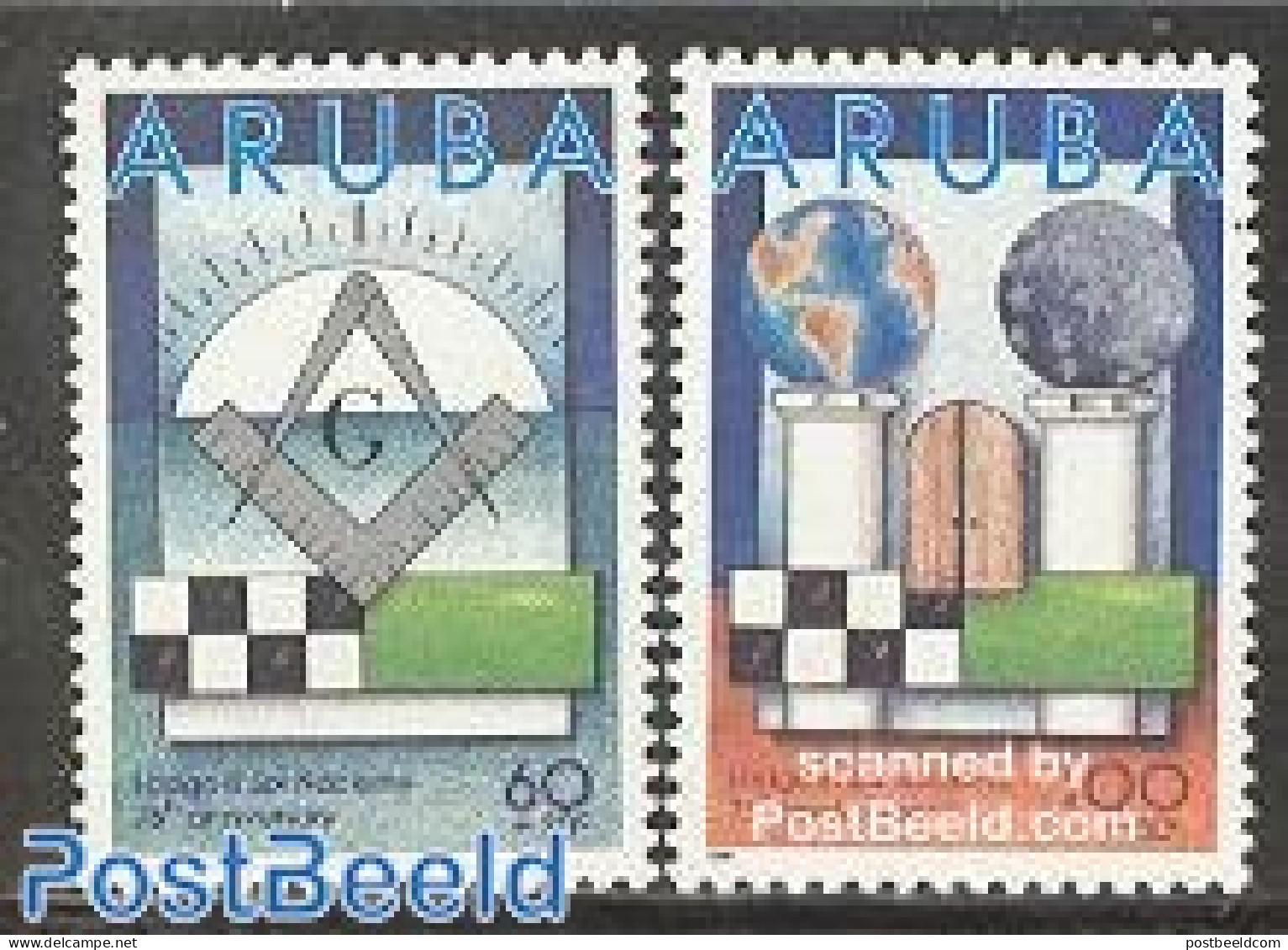 Aruba 1996 Solidarity, Freemasonry 2v, Mint NH, Science - Various - Weights & Measures - Freemasonry - Freimaurerei