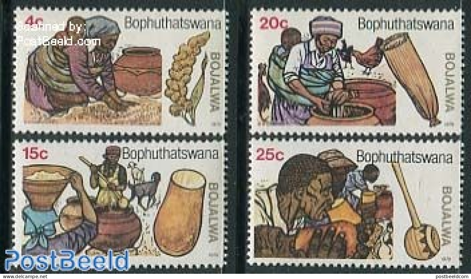 Bophuthatswana 1979 Beer Brewing 4v, Mint NH, Health - Nature - Food & Drink - Cattle - Poultry - Beer - Levensmiddelen