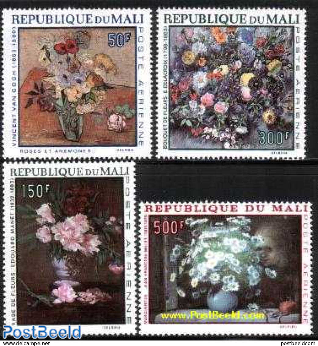 Mali 1968 Flower Paintings 4v, Mint NH, Nature - Flowers & Plants - Art - Paintings - Vincent Van Gogh - Malí (1959-...)