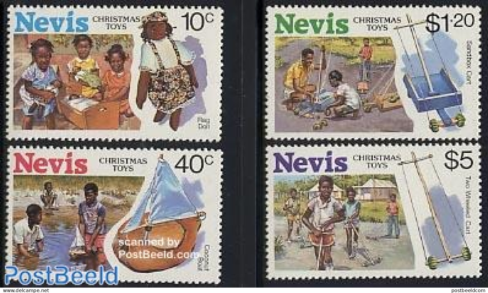Nevis 1987 Christmas, Toys 4v, Mint NH, Religion - Various - Christmas - Toys & Children's Games - Weihnachten