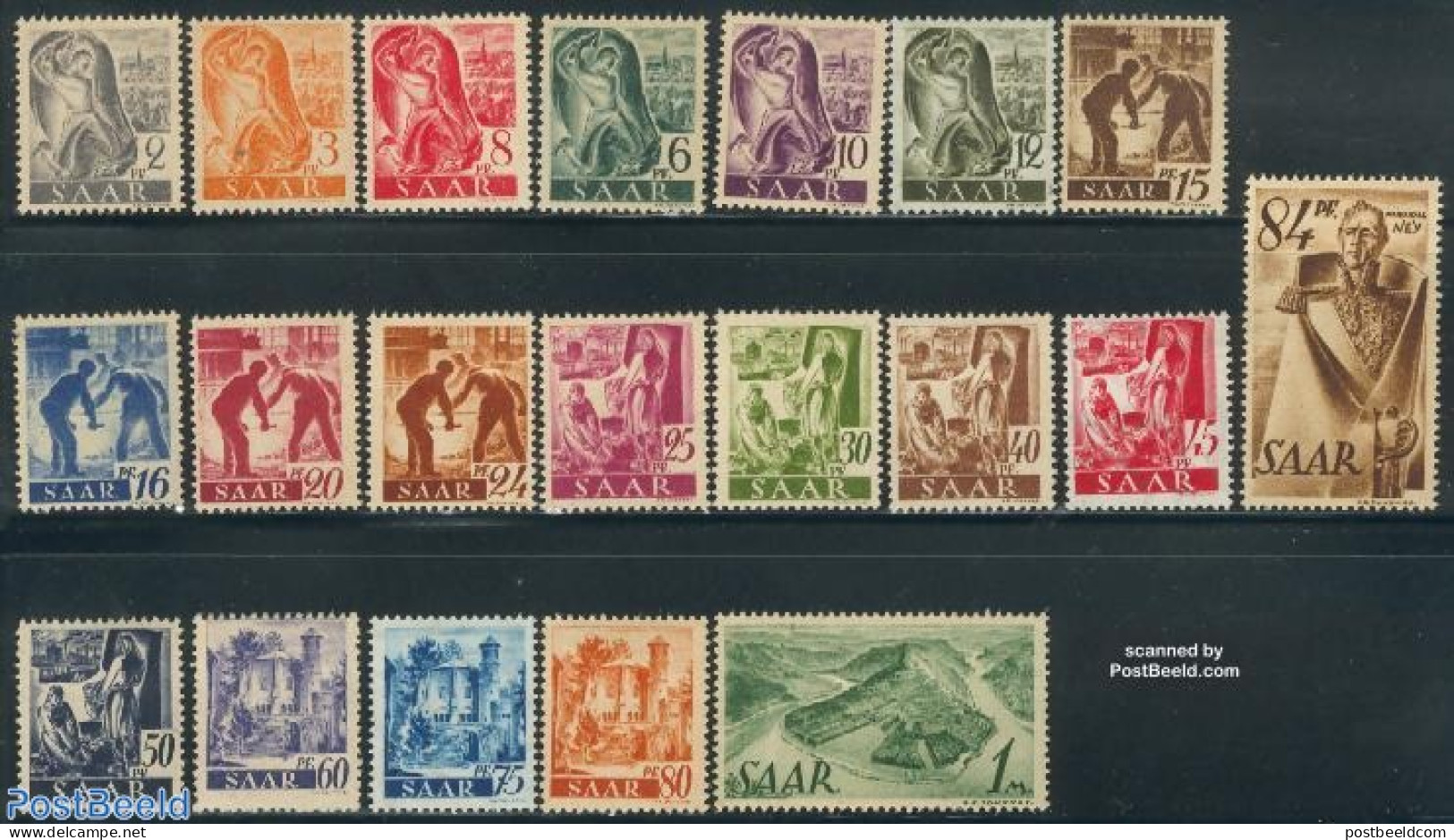 Germany, Saar 1947 Definitives 20v, Mint NH, Religion - Various - Cloisters & Abbeys - Industry - Abbeys & Monasteries