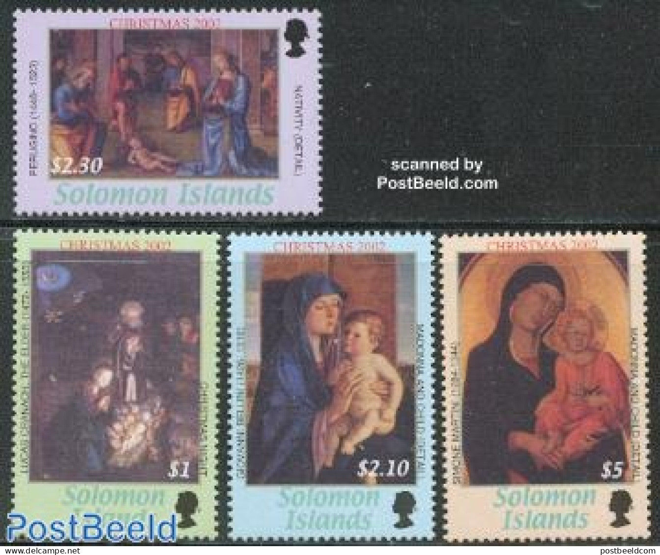 Solomon Islands 2002 Christmas 4v, Mint NH, Religion - Christmas - Art - Paintings - Weihnachten