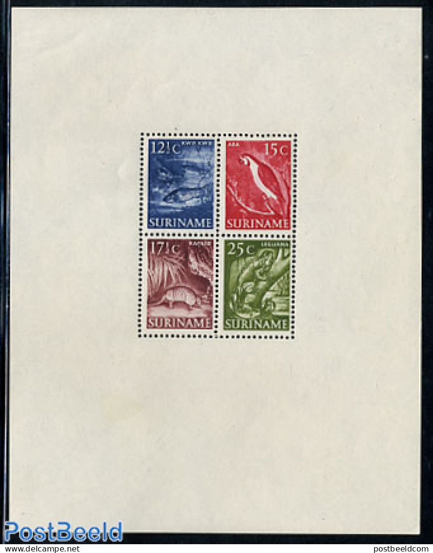 Suriname, Colony 1955 Definitives S/s, Unused (hinged), Nature - Animals (others & Mixed) - Birds - Fish - Reptiles - .. - Fishes