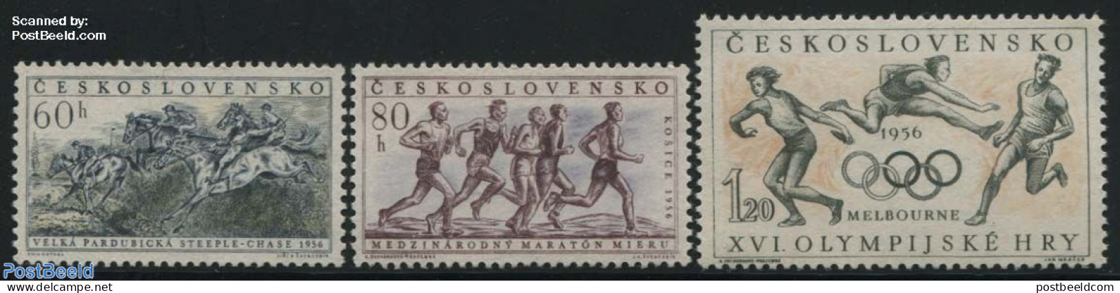 Czechoslovkia 1956 Sports 3v, Mint NH, Nature - Sport - Horses - Olympic Games - Sport (other And Mixed) - Other & Unclassified