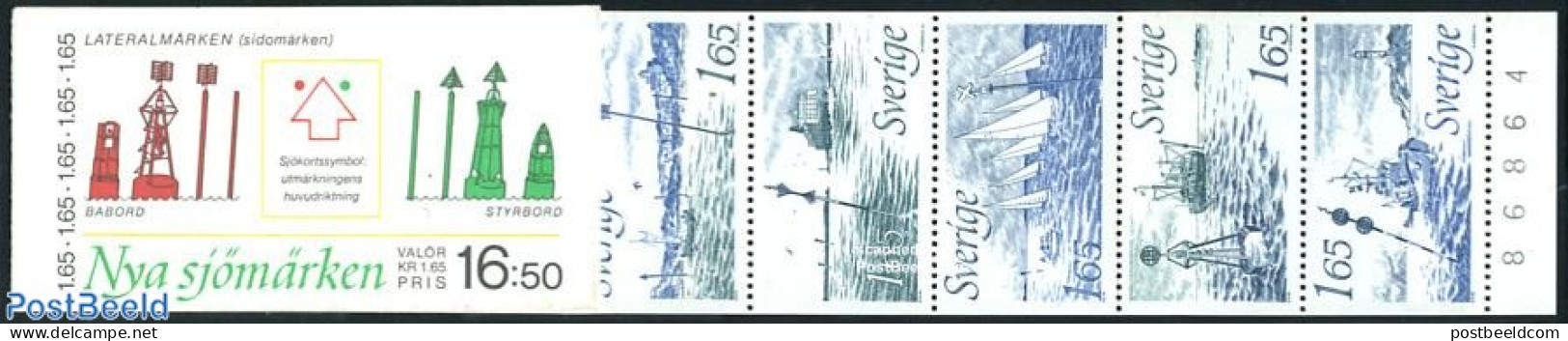 Sweden 1982 Sea Signs Booklet, Mint NH, Transport - Various - Stamp Booklets - Ships And Boats - Lighthouses & Safety .. - Ungebraucht