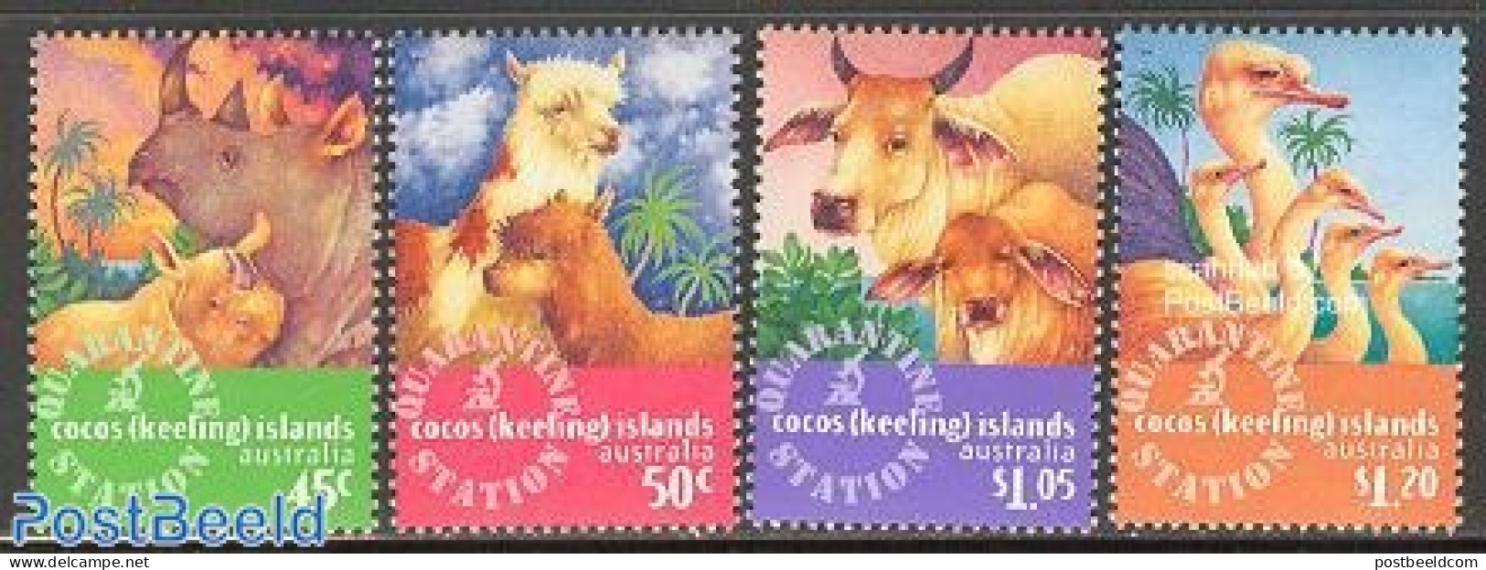 Cocos Islands 1996 Veterinary Service 4v, Mint NH, Nature - Animals (others & Mixed) - Birds - Cattle - Rhinoceros - Cocoseilanden