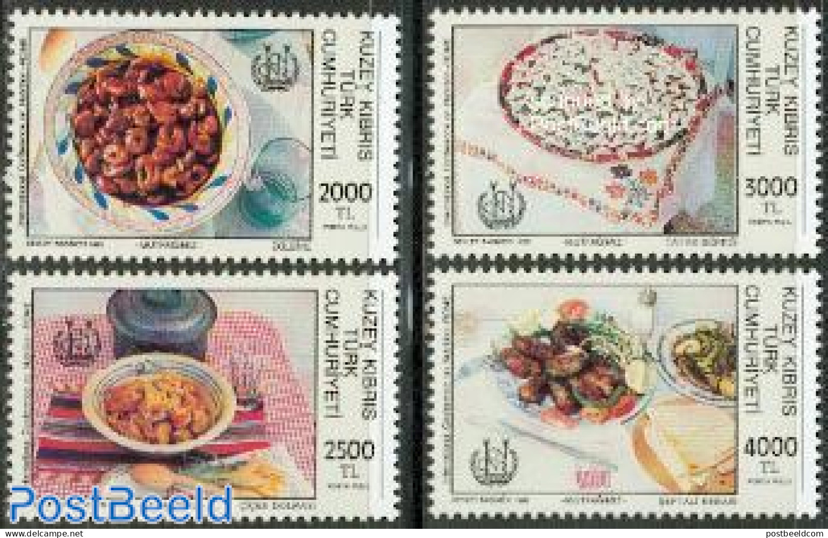 Turkish Cyprus 1992 Food 4v, Mint NH, Health - Food & Drink - Food